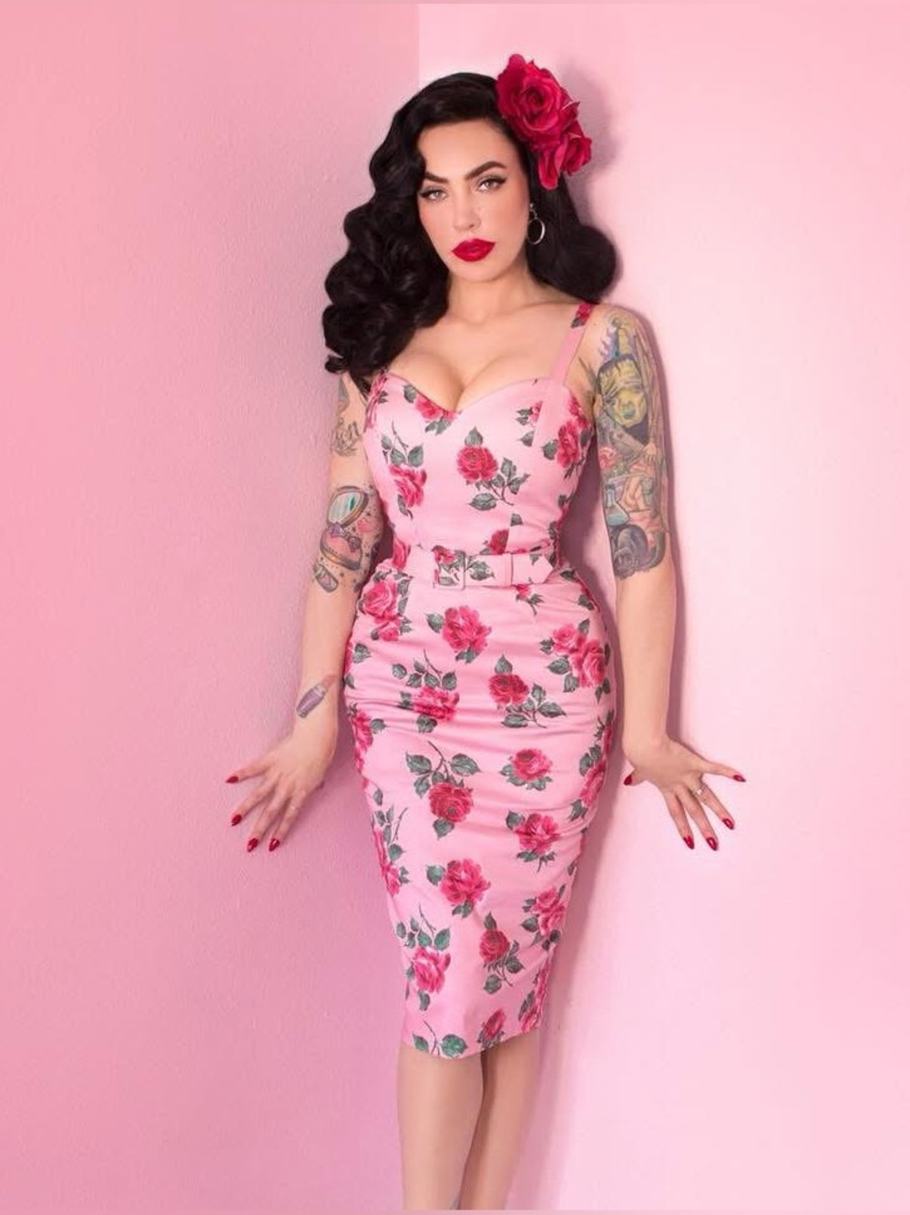 Sweetheart Wiggle in Pink Vintage Roses